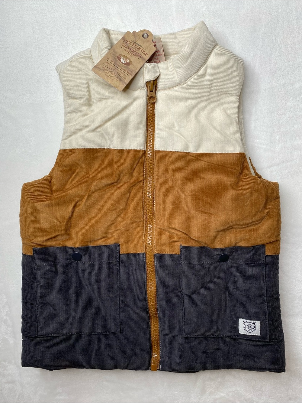Telluride Cotton Kid’s Corduroy Cream Brown Black Fleece Lined Jacket  Size 4T
